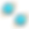 5pcs bleu turquoise cristal 14k plaqué or ronde à facettes en verre de focale bracelet pendentif con sku-42372