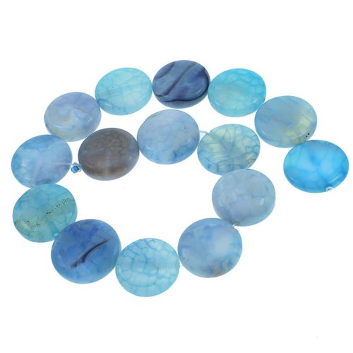 2pcs bleu laiteux crystal monnaie rond veines de dragon de l'agate pierre naturelle perles d'une gra sku-42387