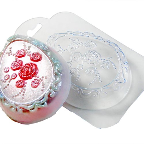 1pc oeuf de pâques avec des fleurs roses ovales en plastique fabrication de savon moule cadeau pour  sku-43027