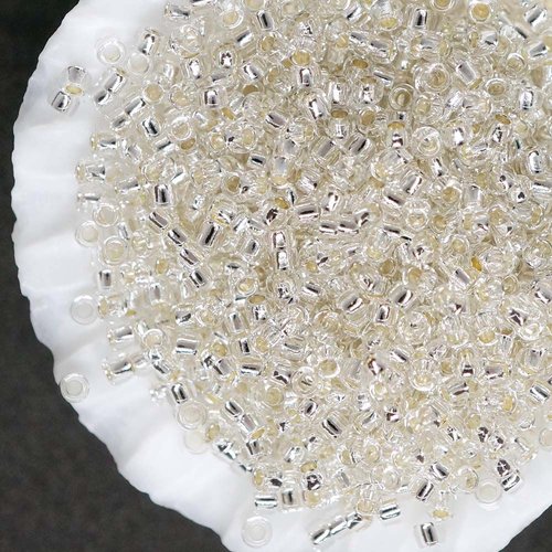 10g de cristal d'argent bordée de verre ronde japonais toho perles de rocaille 15/0 tr-15-21 1.6 mm sku-43158