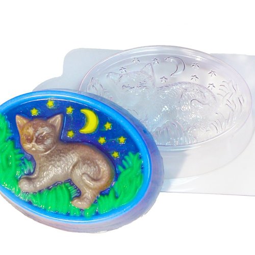 1pc lunaire lune chat chaton animaux en plastique fabrication de savon moule cadeau pour elle lui 90 sku-43047