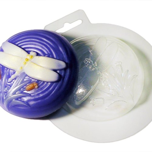1pc libellule et l'eau de fleurs d'animaux insectes rond en plastique fabrication de savon moule cad sku-43101
