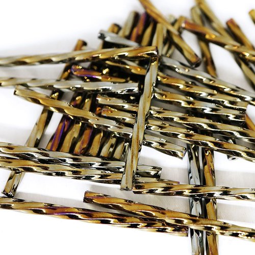 50pcs x 35 mm extra long iris bronze métallisé enrouler autour du verre tchèque perles de bugle prec sku-43193