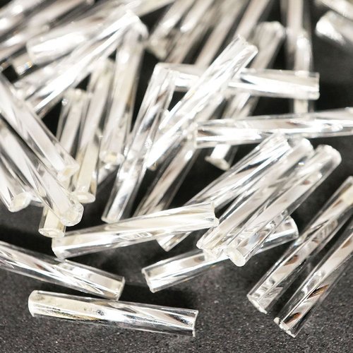 100pcs x 15mm extra-longs argent cristal doublé enrouler autour du verre tchèque perles de bugle pre sku-43197