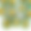 20pcs opaque turquoise green or patine de lavage à plat pièce rond de fleurs verre tchèque de l'aném sku-43222