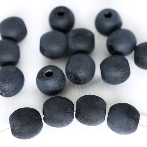 20pcs noir mat grand trou 2mm ronde verre tchèque perles de petit écarteur 3mm sku-31423