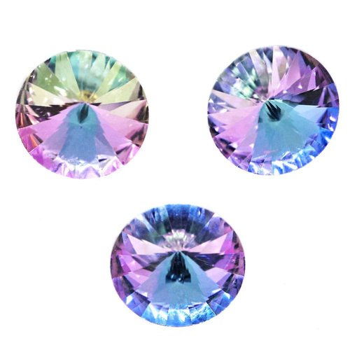 4pcs vitrail light bleu pourpre argent de la moitié izabaro rivoli cristaux de verre tchèque pierre  sku-43217