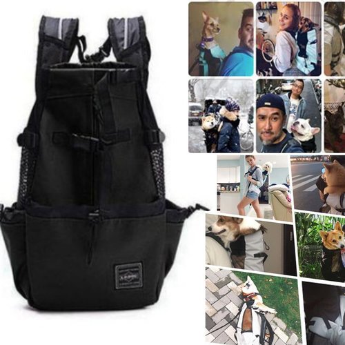 1pc noir respirant sport chien transporteur animal de compagnie de voyage sac à dos pour la randonné sku-43415