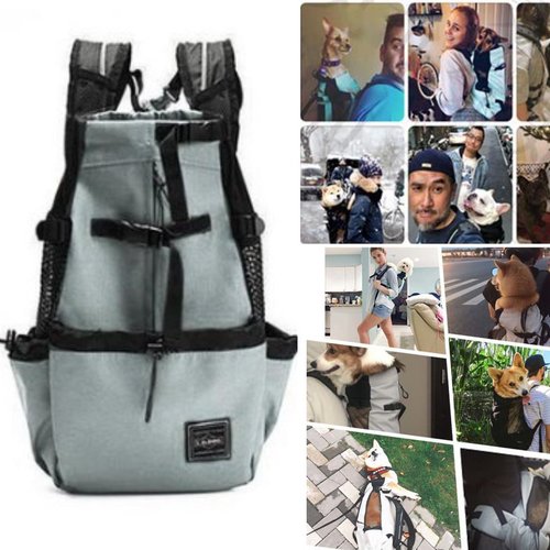 1pc gris respirant sport chien transporteur animal de compagnie de voyage sac à dos pour la randonné sku-43419