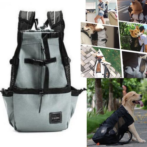 1pc gris respirant sport chien transporteur animal de compagnie de voyage sac à dos pour la randonné sku-43422