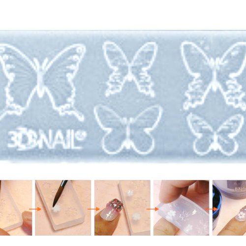 1pc transparent 5 papillon nature de silicone 3d mini moule pour l'art d'ongle de petit bricolage en sku-43468