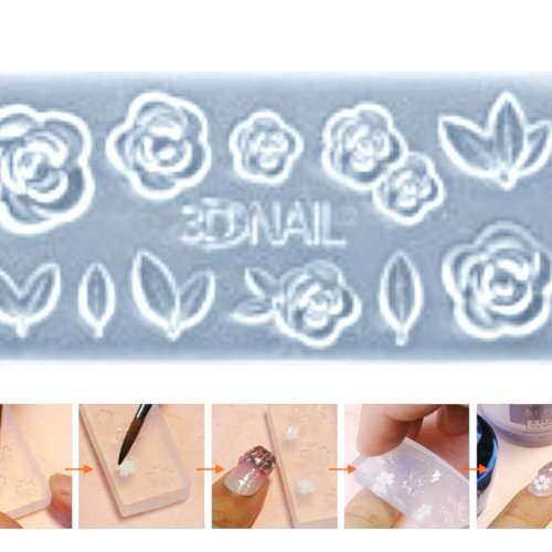 1pc transparent 11 de fleurs roses feuilles de silicone 3d mini moule pour l'art d'ongle de petit br sku-43473