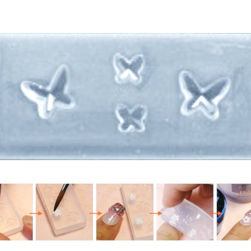 1pc transparent 4 papillon cristal facetté swarovski de style de silicone 3d mini moule pour l'art d sku-43487