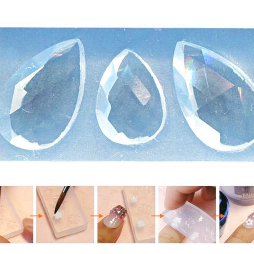1pc transparent 3 grandes larme de cristal à facettes swarovski de style de silicone 3d mini moule p sku-43491