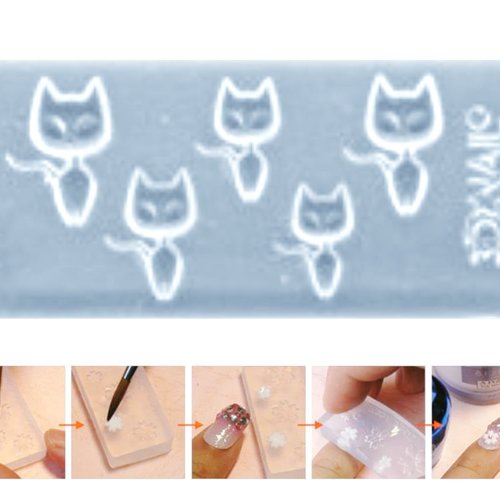 1pc transparent 5 chat animal de compagnie en silicone 3d mini moule pour l'art d'ongle de petit bri sku-43512
