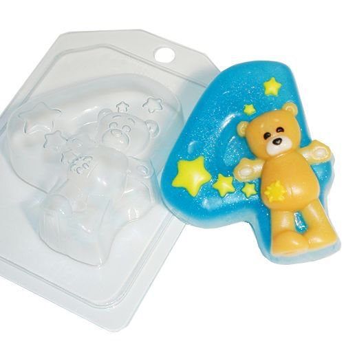 1pc ours en peluche numéro 4 d'anniversaire d'enfants de bébé célébration en plastique de savon la f sku-43575