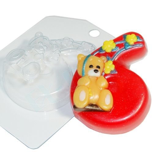 1pc ours en peluche numéro 6 d'anniversaire d'enfants de bébé célébration en plastique de savon la f sku-43596