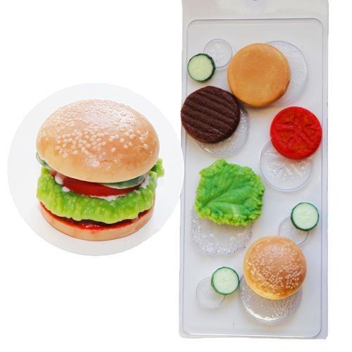 1pc food burger hamburger en plastique de savon la fabrication du chocolat de gypse moule de qualité sku-43613