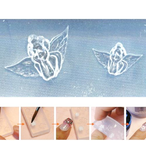 1pc transparent 2 anges valentine cupids noël silicone 3d mini moule pour l'art d'ongle de petit bri sku-43471