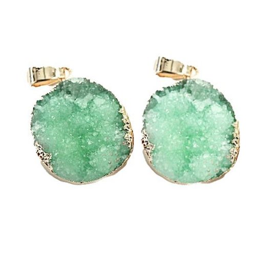 1pc vert clair en cristal ronde en or druzy de glace quartz agate de pierre naturelle plaqué focal p sku-43687