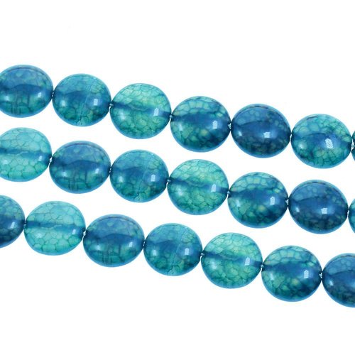 10pcs bleu laiteux crystal monnaie rond veines de dragon de l'agate pierre naturelle perles plat sou sku-43682