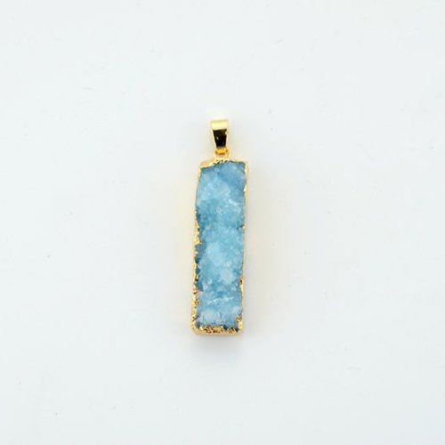 1pc bleu turquoise cristal d'or glaçon colonne de barre de druzy de glace quartz agate de pierre nat sku-43653