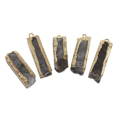 1pc gris cristal noir or glaçon colonne de barre de druzy de glace quartz agate de pierre naturelle  sku-43669