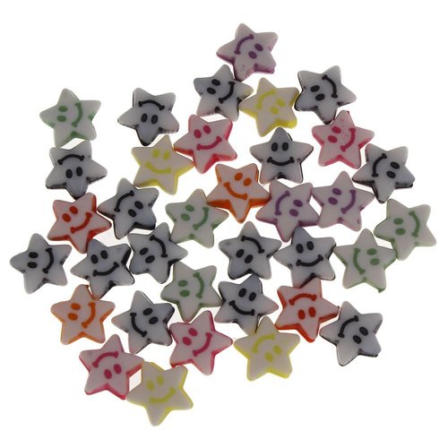 76pcs opaque blanc multicolor mix star de billes de plastique enfants bracelet bébé collier sourire  sku-43797