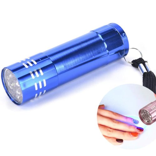 1pc bleu 9 led en aluminium mini lampe-torche uv lampe sécheuse pour l'art d'ongle en gel torche à b sku-43752