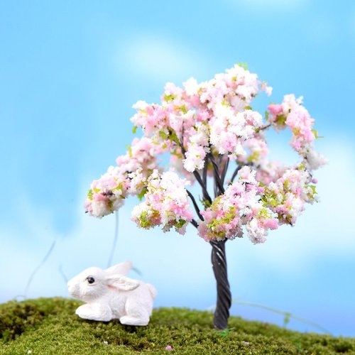 2pcs prune cerisiers sakura fleur de d'arbre de plantes artificielles arbres miniatures à l'intérieu sku-43809
