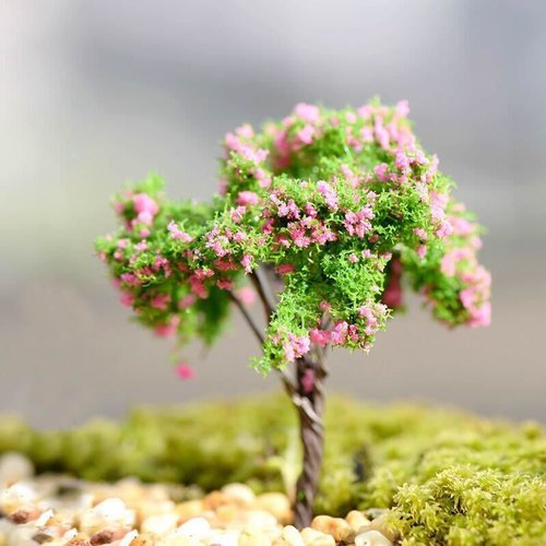 2pcs rose de fleur de d'arbre vert plantes artificielles arbres miniatures intérieur miniature maiso sku-43810