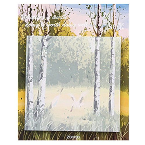 1pc forêt de bouleaux et de la grue oiseaux de papier créatif peinture à l'huile bloc-notes autocoll sku-43925