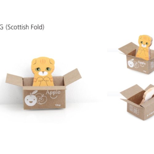 1pc kong scottish fold chat kitty dans la maison de la boîte de papier coréen mignon bloc-notes auto sku-43933