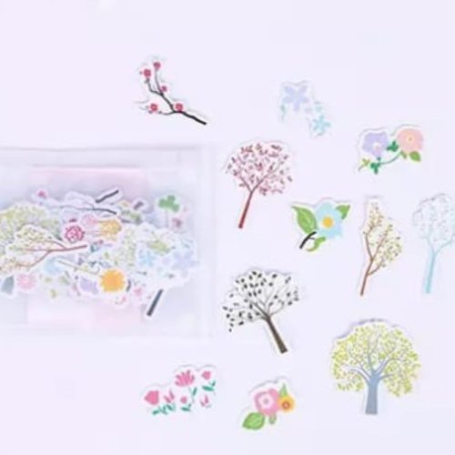 1pack arbres des fleurs des feuilles de papier japonais pastel imperméable à l'eau de bande dessinée sku-44054