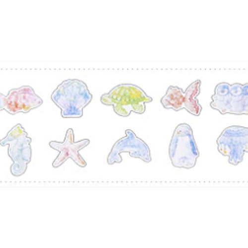 1pack 70pcs de la mer de la vie des animaux marins pvc aquarelle pastel imperméable à l'eau de bande sku-44049
