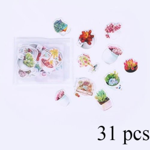 1pack plantes succulentes pots en papier japonais pastel imperméable à l'eau de bande dessinée autoc sku-44051