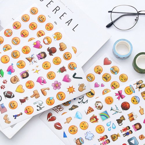 4 feuilles de emoji sourire autocollants de papier décalque de l'artisanat des scrapbooking bricolag sku-44074