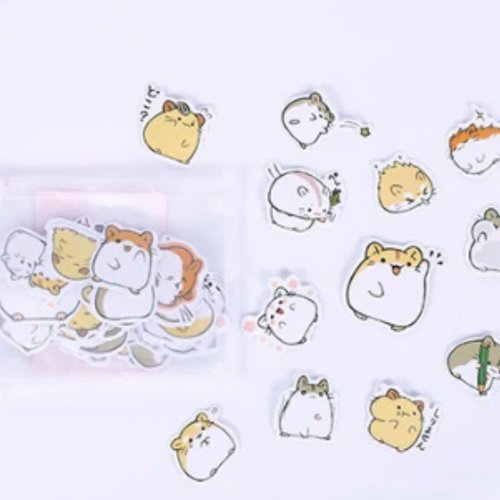 1pack heureux de hamster animal de papier japonais pastel imperméable à l'eau de bande dessinée auto sku-44053