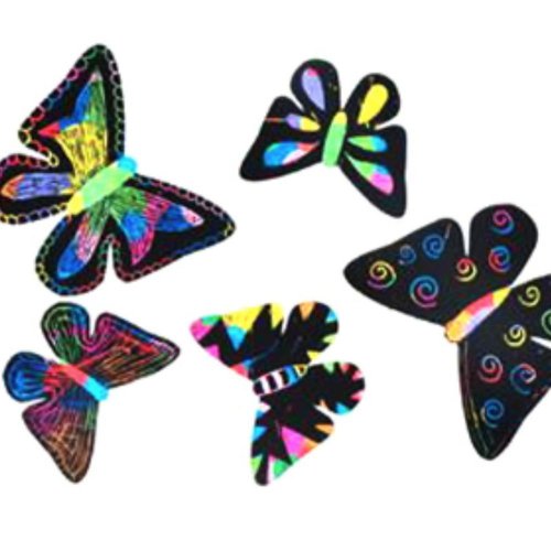 1pc 5 papillon de papier magique de dessin jeu à gratter kit d'enfants de l'art de la carte de pour  sku-44079