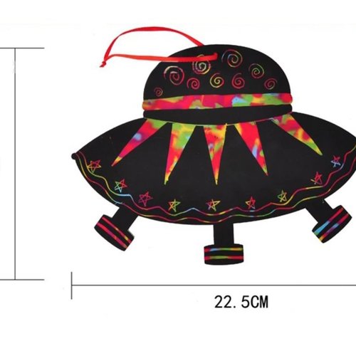 1pc soucoupe volante ufo de l'espace papier décor magique de dessin toy jeu à gratter kit enfants l' sku-44085