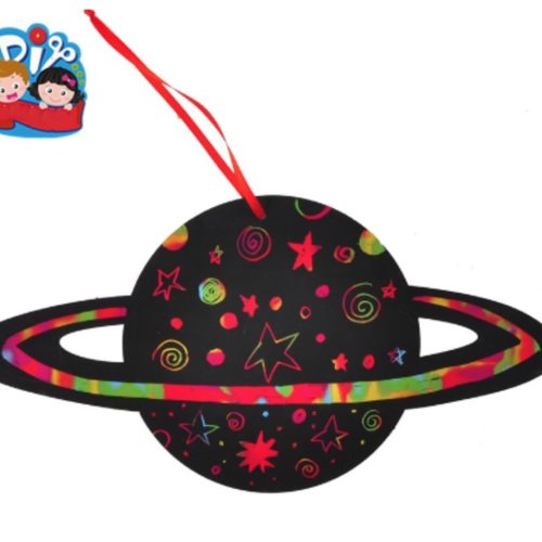 1pc planète saturne espace papier décor magique de dessin toy jeu à gratter kit enfants l'art de la  sku-44087