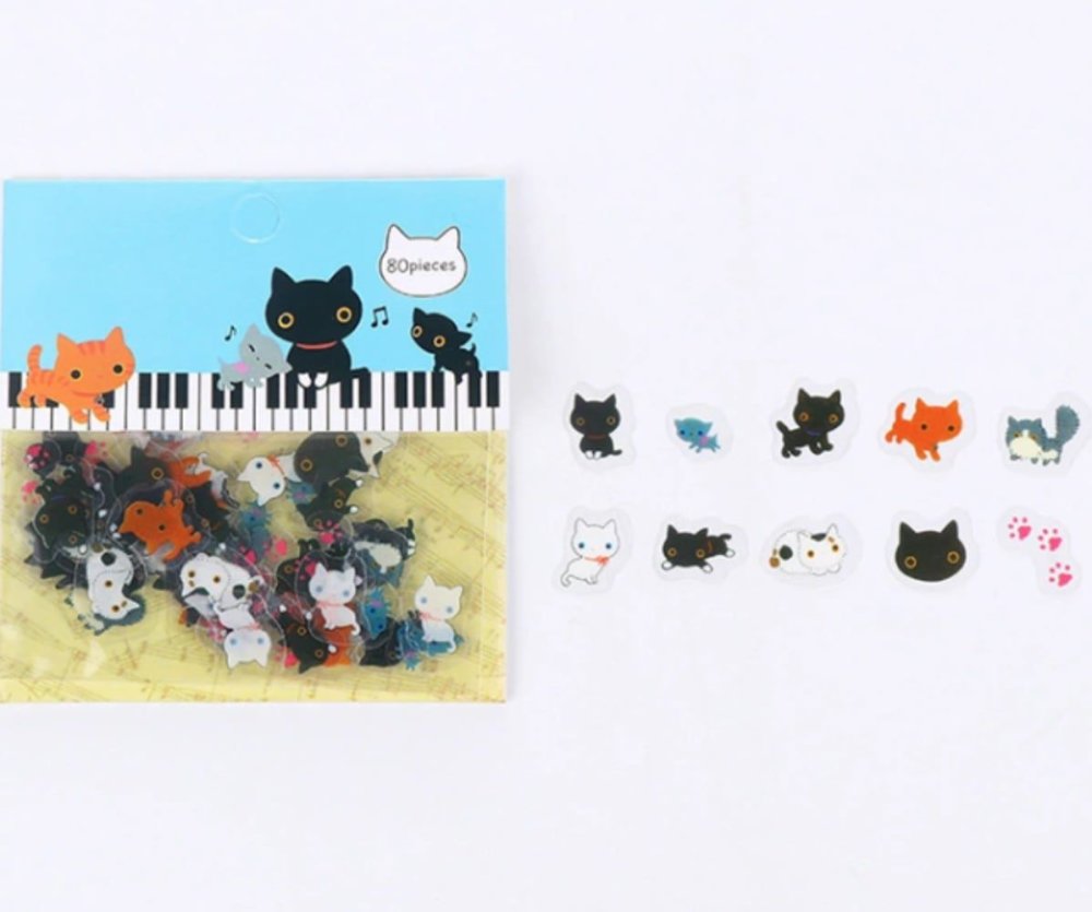 80pcs Nyanko Chats Animaux De Compagnie Les De Pvc De Dessin Anime Japonais Transparent Autocollant Sku Un Grand Marche