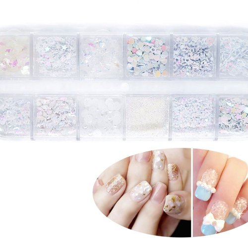 12 couleurs ab blanc mix nail art paillettes holographiques chunky kit de cheveux manucure maquillag sku-44091