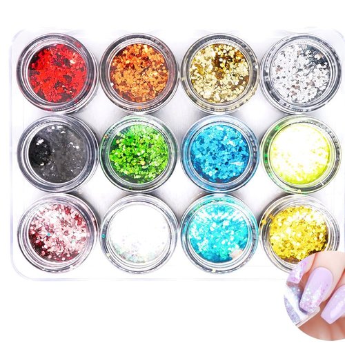 12 couleurs de lumière mélanger les cercles nail art paillettes holographiques chunky kit de cheveux sku-44026