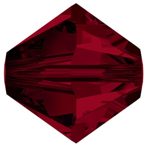 48pcs siam 208 xilion bicone verre de cristaux rouges swarovski 5328 de perles à facettes strass 4mm sku-49286