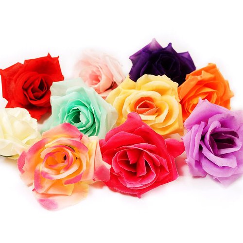 10pcs mélange de fleur de la rose de la tête de la soie artificielle de bricolage bandeau décor à la sku-43811