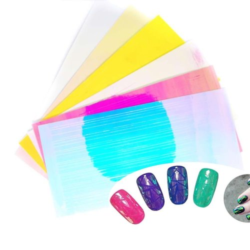 6 feuilles de sirène aurora ab holographique 3d nail art auto-adhésifs bandes de stickers appliques  sku-44260