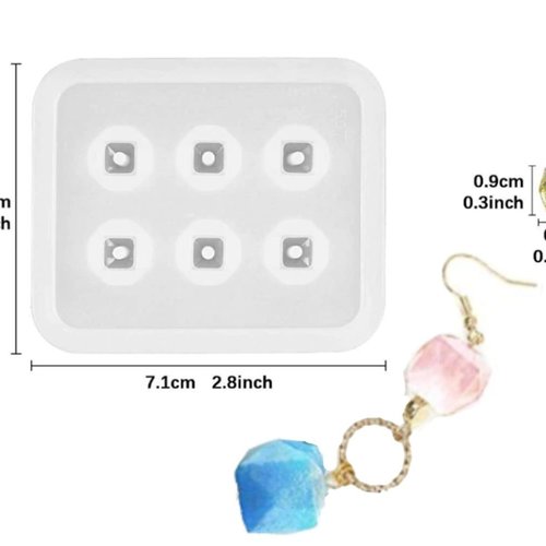 1pc transparent 6 hexagone carré diamant à facettes en silicone cordon de décision plateau moule de  sku-49499