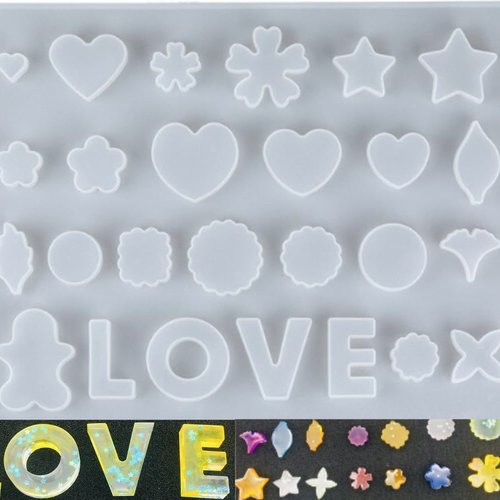 1pc transparent 26 lettres d'amour du cœur de la fleur feuille de silicone amour valentine cabochon  sku-49486