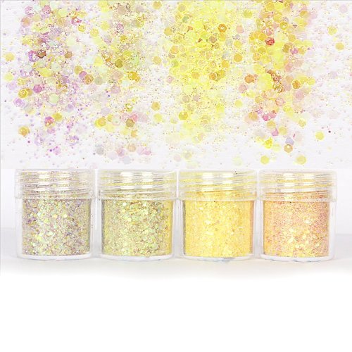 4pcs ab iris jaune mélanger ensemble nail art glitter powder hexagone kit de cheveux manucure maquil sku-49184